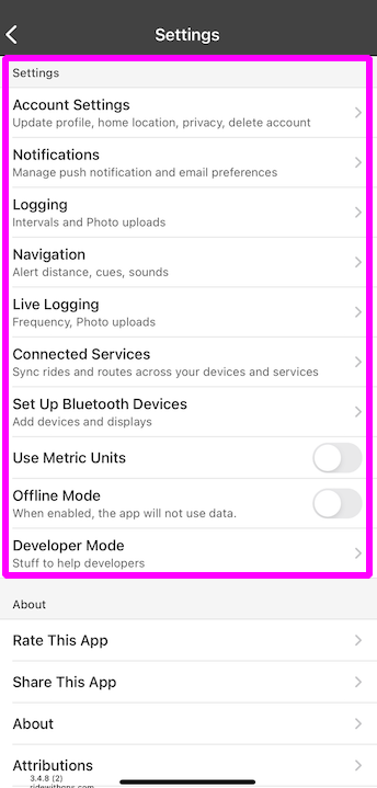 Manage App Settings – Ride with GPS Help Center