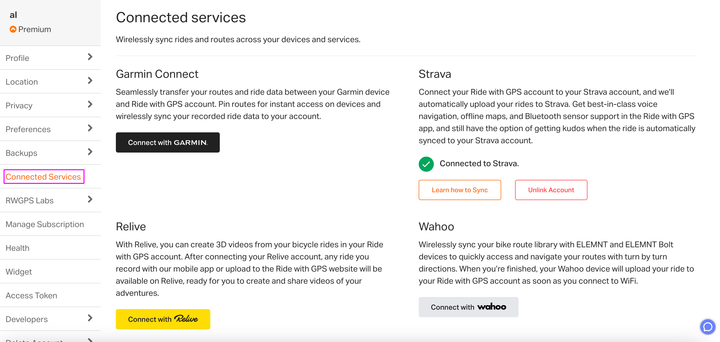 Account Settings – Ride with GPS Help Center